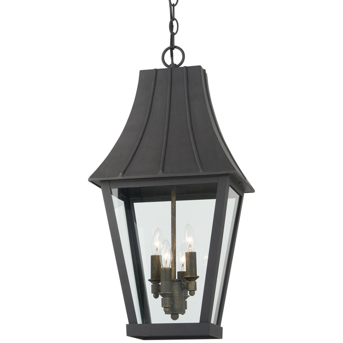 Minka Lavery Great Outdoors Chateau Grande 4 Light Outdoor Hanging Light-Coal W/Gold