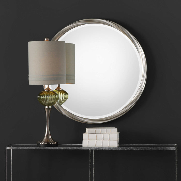 Uttermost Orion Round Mirror | Decorative Silver Round Wall Mirror
