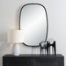 Ovelo Satin Black Mirror | Modern Rectangle Iron Frame Bathroom Vanity Mirror with Rounded Corners Mounted Vertical or Horizontal (22 in. W x 34 in. H x 2 in. D)