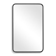 Zeffer Satin Black Mirror | Modern Rectangle Metal Frame Bathroom Vanity Mirror with Rounded Corners Mounted Vertical or Horizontal (24 in. W x 38 in. H x 1 in. D)