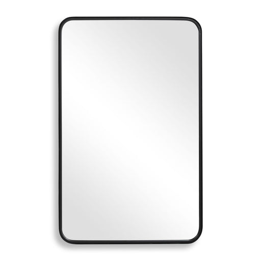 Zeffer Satin Black Mirror | Modern Rectangle Metal Frame Bathroom Vanity Mirror with Rounded Corners Mounted Vertical or Horizontal (24 in. W x 38 in. H x 1 in. D)