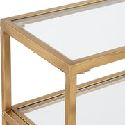 Cavli Console Table | Warm Gold with Tempered Glass Shelves (48 in. W x 30 in. H x 10 in. D)