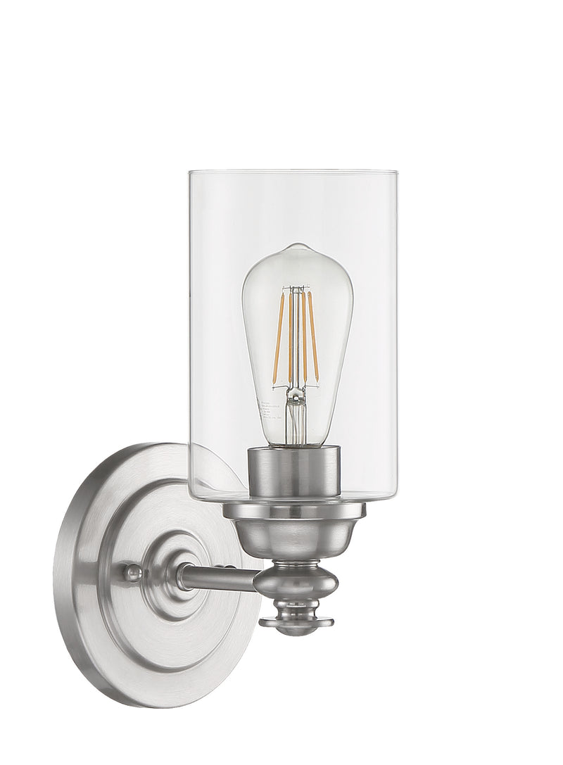 Craftmade 49801-BNK-C Dardyn 1 Light Wall Light Sconce -Brushed Polished Nickel (Clear Glass)