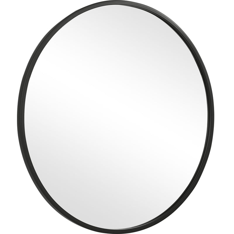 Bravik Matte Black Mirror | Modern Round Engineered Polymer Frame Bathroom Vanity Mirror (43 in. W x 43 in. H x 1 in. D)