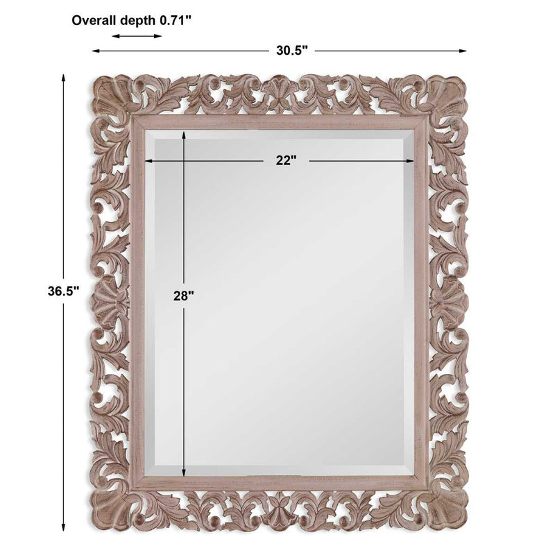 Auren Mirror | Classic Ornate Rectangle Engineered Wood Frame Mirror Mounted Vertical or Horizontal (31 in. W x 37 in. H x 1 in. D)