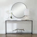 Tivlo Console Table | Satin Black with Mirrored Top and Tempered Glass Bottom (56 in. W x 30 in. H x 8 in. D)