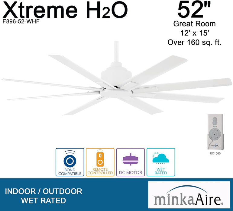 Minka Aire Xtreme H2O 52" Outdoor Flat White Ceiling Fan with Remote Control