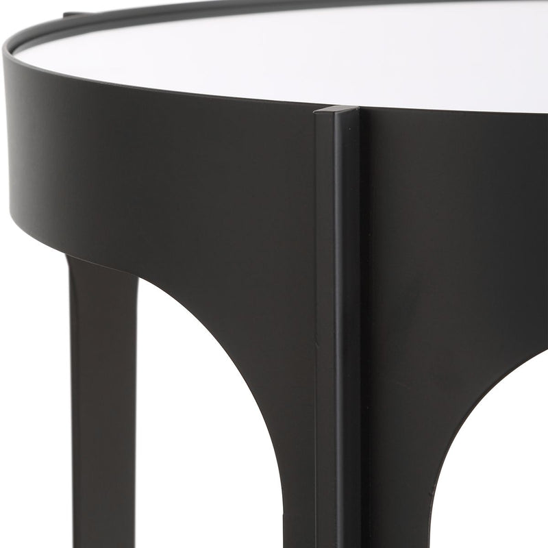 Averon Accent Table | Matte Black and Mirrored Top (16 in. W x 24 in. H)