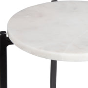 Crestan Accent Tables Set of 2 | Matte Black and White Marble Top (Medium: 11 in. W x 18 in. H; Large: 11 in. W x 22 in. H)