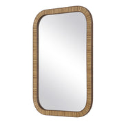 Twila Mirror | Modern Rectangle Engineered Rattan Polymer Frame Bathroom Vanity Mirror Mounted Vertical or Horizontal (22 in. W x 34 in. H x 1 in. D)