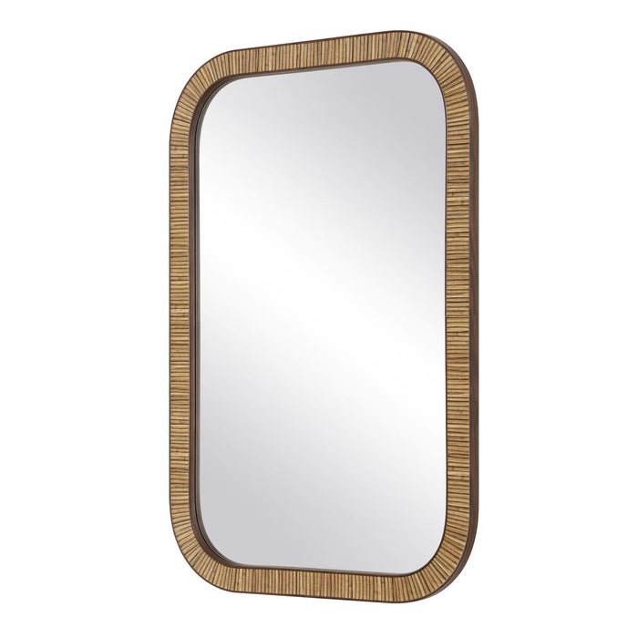 Twila Mirror | Modern Rectangle Engineered Rattan Polymer Frame Bathroom Vanity Mirror Mounted Vertical or Horizontal (22 in. W x 34 in. H x 1 in. D)