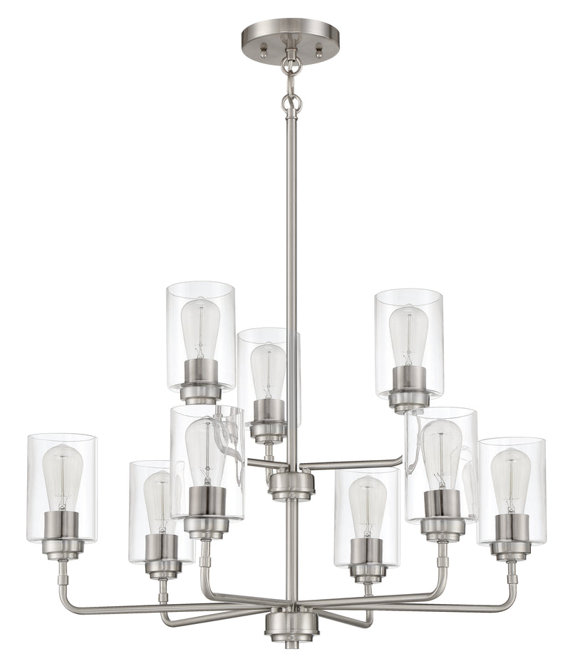 Craftmade 56029-BNK Stowe 9 Light Chandelier -Brushed Polished Nickel - ALCOVE LIGHTING