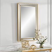 Gildmere Gold Mirror | Modern Rectangle Engineered Polymer Frame Bathroom Vanity Mirror Mounted Vertical or Horizontal (24 in. W x 40 in. H x 1 in. D)