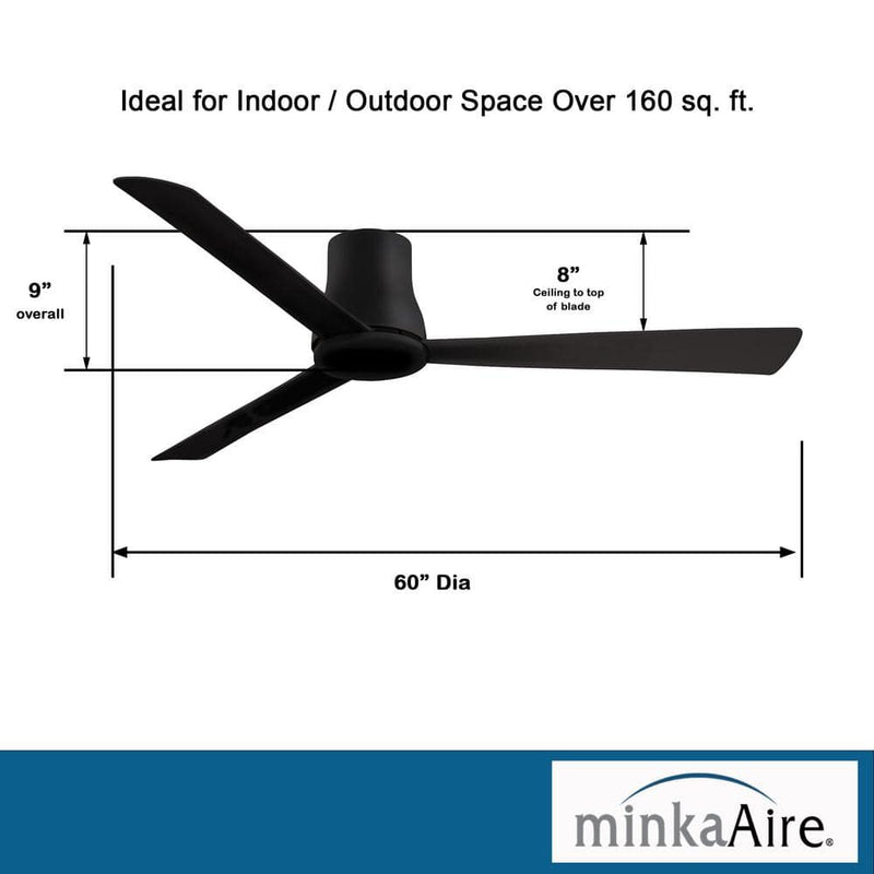 Minka Aire Simple Flush Hugger 60" Coal Black Outdoor Ceiling Fan with Remote