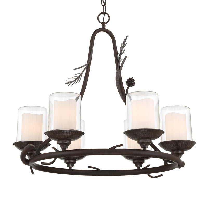 Minka Lavery Ponderosa Ridge 28" 6 Light Chandelier-Weathered Spruce