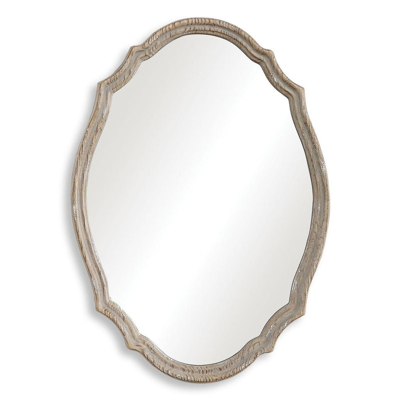 Brindle Mirror | Modern Oval Engineered Wood Frame Bathroom Vanity Mirror Mounted Vertical or Horizontal (24 in. W x 34 in. H x 2 in. D)