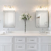 Riventa Metallic Silver Mirror | Modern Rectangle Engineered Wood Frame Bathroom Vanity Mirror Mounted Vertical or Horizontal (24 in. W x 34 in. H x 1 in. D)