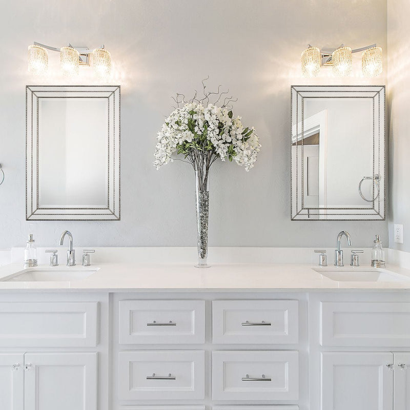 Riventa Metallic Silver Mirror | Modern Rectangle Engineered Wood Frame Bathroom Vanity Mirror Mounted Vertical or Horizontal (24 in. W x 34 in. H x 1 in. D)