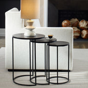 Kozari Nesting Tables Set of 3 | Rich Espresso and Iron Craftsmanship (Small: 12 in. W x 20 in. H; Medium: 14 in. W x 22 in. H; Large: 17 in. W x 24 in. H)