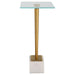 Miri Accent Table | Brass Plated and Tempered Glass Top with White Marble Base (11 in. W x 25 in. H)
