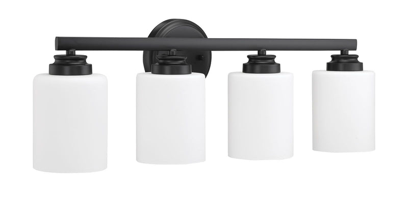 Craftmade 50504-FB-WG Bolden 4 Light Bathroom Vanity Light -Flat Black (White Glass)