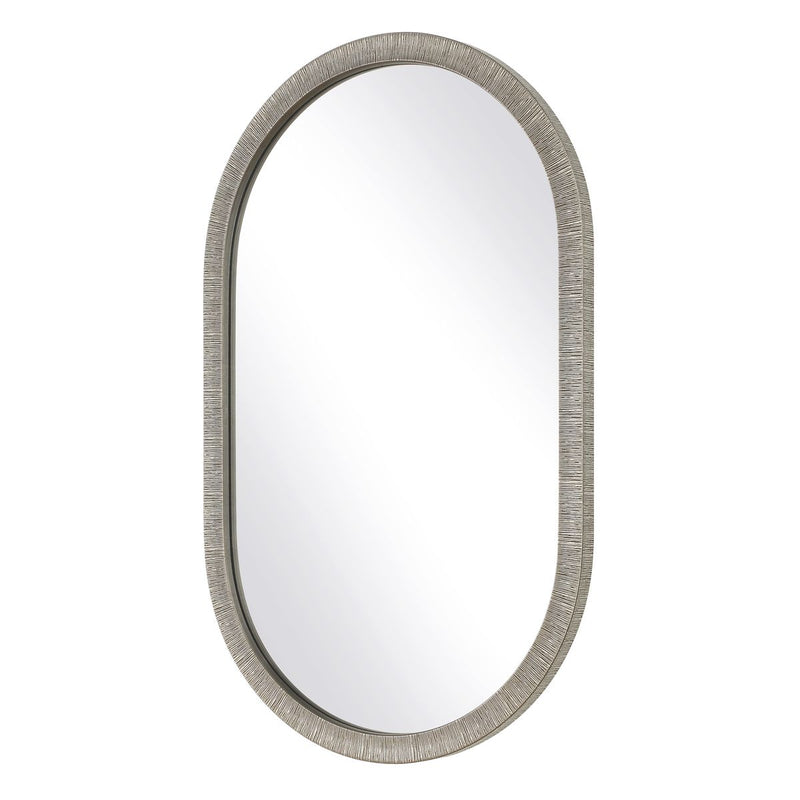 Nuvell Radiant Silver Mirror | Modern Oval Engineered Polymer Frame Bathroom Vanity Mirror (20 in. W x 33 in. H x 1 in. D)