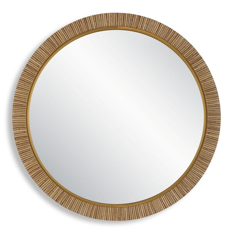 Wavemont Coastal Mirror | Modern Round Rattan Polymer Frame Mirror (30 in. W x 30 in. H x 1 in. D)
