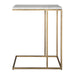 Morlan Accent Table | Antique Brass Metal Frame and White Marble Top (18 in. W x 23 in. H x 12 in. D)
