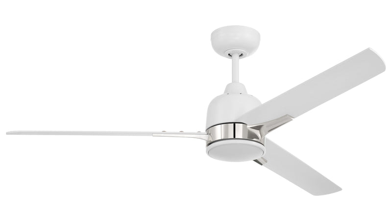 Craftmade FUL52WPLN3 Fuller LED Ceiling Fan -White/Polished Nickel