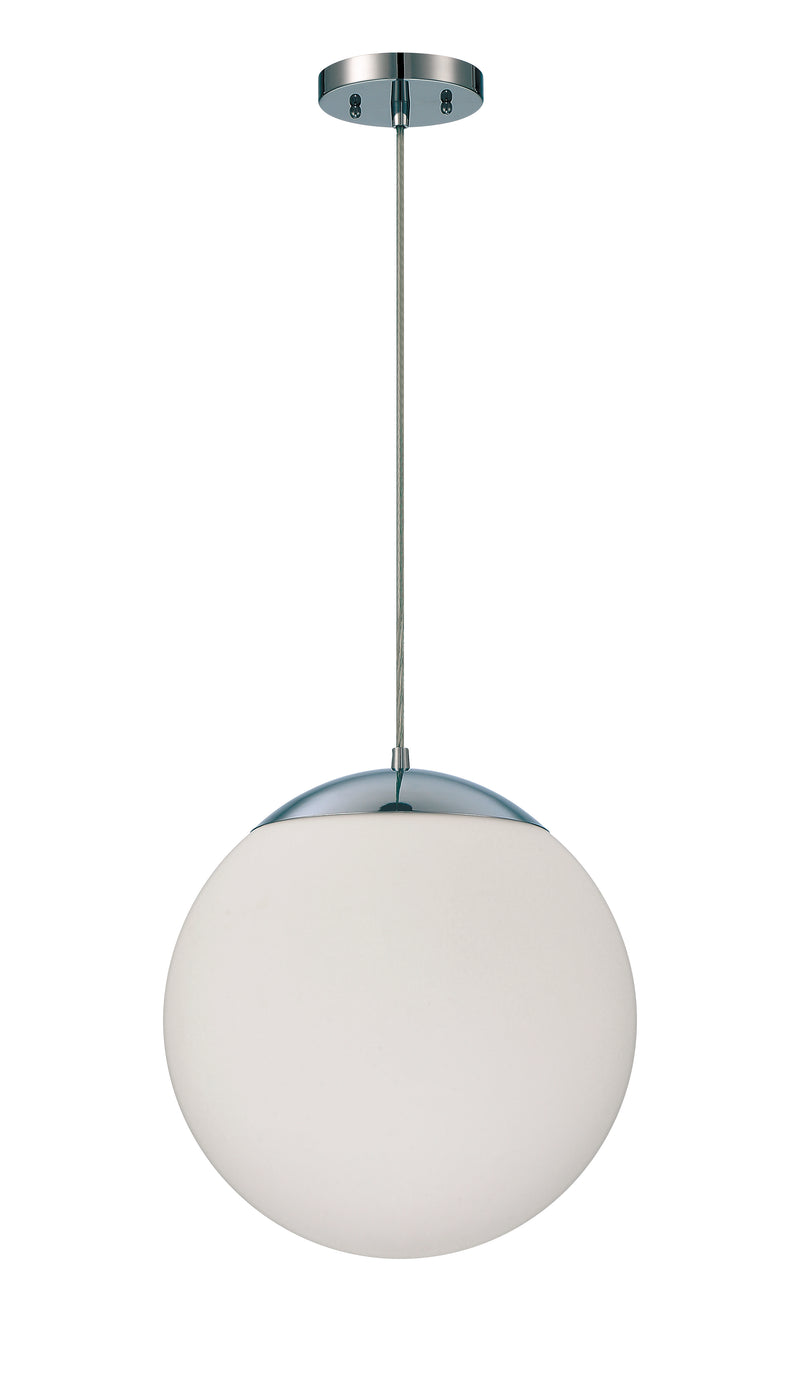 Craftmade 56893-CH-WG Gaze 1 Light 14" Pendant -Chrome (White Glass)