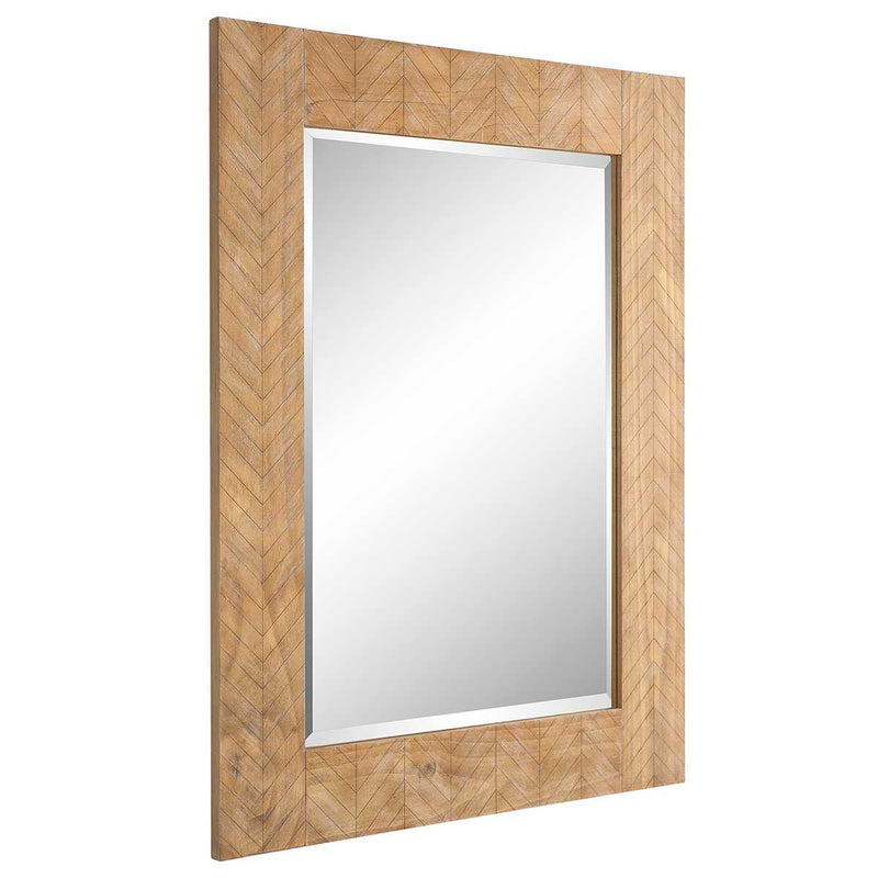 Trenval Natural Wood Mirror | Modern Rectangle Solid Wood Frame Bathroom Vanity Mirror Mounted Vertical or Horizontal (29 in. W x 39 in. H x 1 in. D)