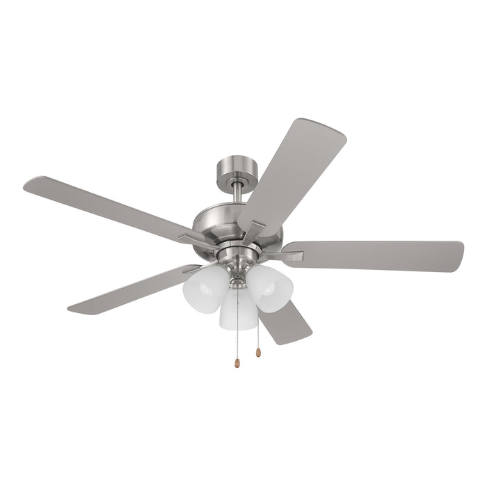 Stellant 52 in. Brushed Nickel Ceiling Fan with LED Light and Pull Chain Control