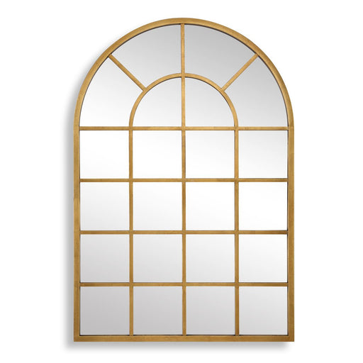 Fenestra Gold Leaf Mirror | Modern Arch Windowpane Iron Frame Mirror (30 in. W x 44 in. H x 1 in. D)