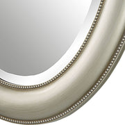Avara Metallic Silver Mirror | Modern Oval Polystyrene Frame Bathroom Vanity Mirror Mounted Vertical or Horizontal (22 in. W x 29 in. H x 1 in. D)