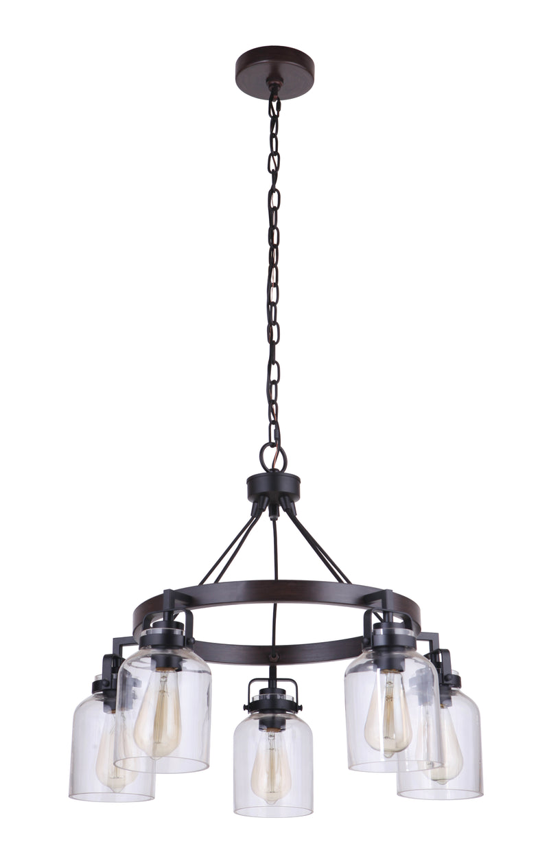 Craftmade 53625-FBDT Foxwood 5 Light Chandelier -Flat Black/Dark Teak