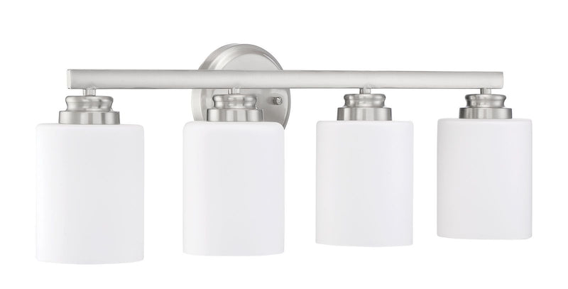 Craftmade 50504-BNK-WG Bolden 4 Light Bathroom Vanity Light -Brushed Polished Nickel (White Glass)