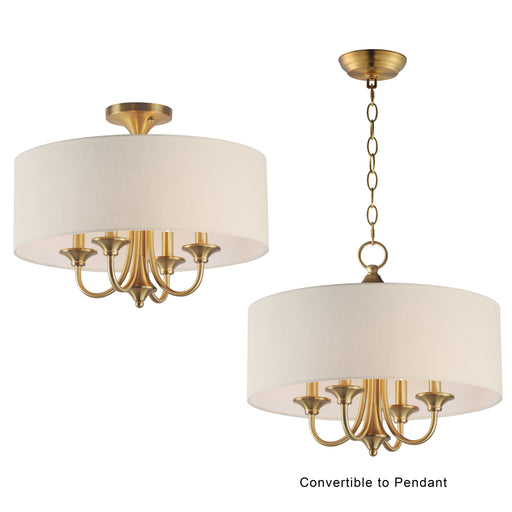 Maxim 10013OMNAB Bongo 4 Light Pendant Semi Flush Mount | Natural Aged Brass