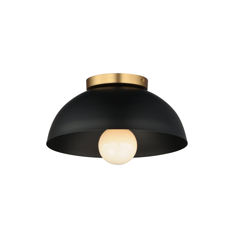 Maxim 10020BKNAB Thelonious 12" Flush Mount | Black / Natural Aged Brass