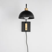 Maxim 10021BKNAB Thelonious 1 Light Wall Sconce | Black / Natural Aged Brass