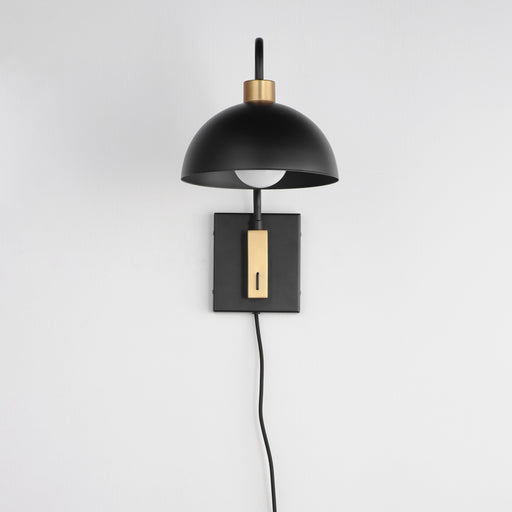 Maxim 10021BKNAB Thelonious 1 Light Wall Sconce | Black / Natural Aged Brass