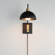 Maxim 10021BKNAB Thelonious 1 Light Wall Sconce | Black / Natural Aged Brass