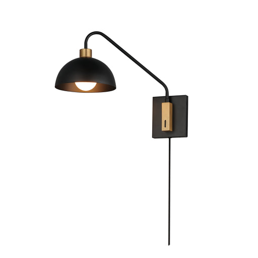 Maxim 10021BKNAB Thelonious 1 Light Wall Sconce | Black / Natural Aged Brass