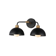 Maxim 10022BKNAB Thelonious 2 Light Wall Sconce | Black / Natural Aged Brass