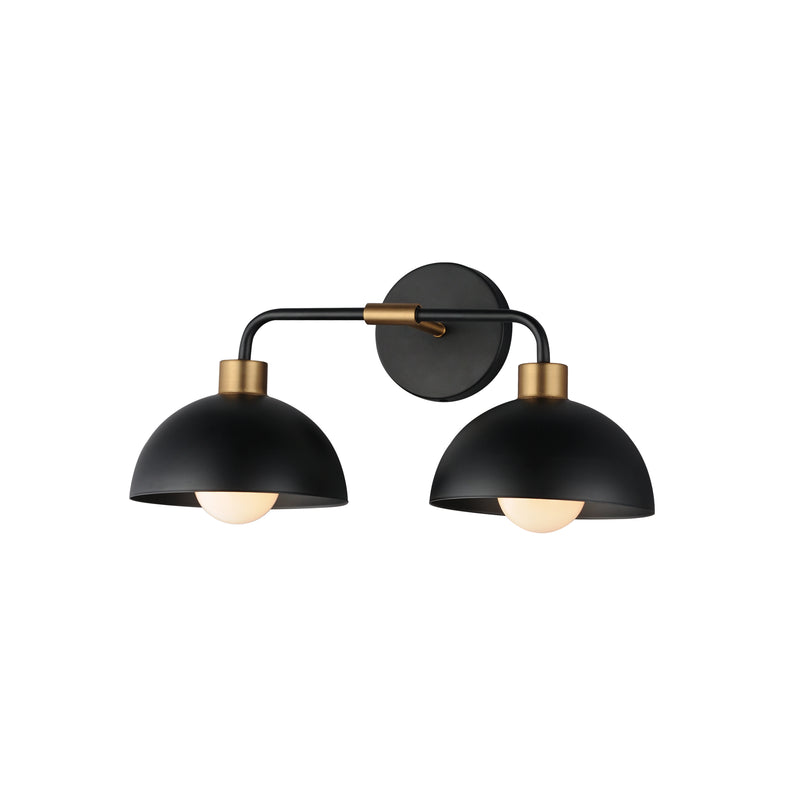Maxim 10022BKNAB Thelonious 2 Light Wall Sconce | Black / Natural Aged Brass