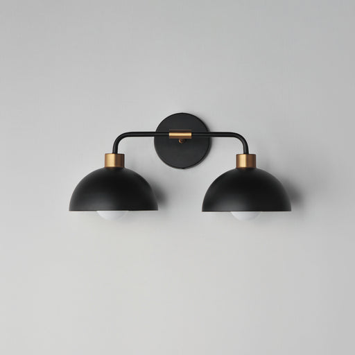 Maxim 10022BKNAB Thelonious 2 Light Wall Sconce | Black / Natural Aged Brass
