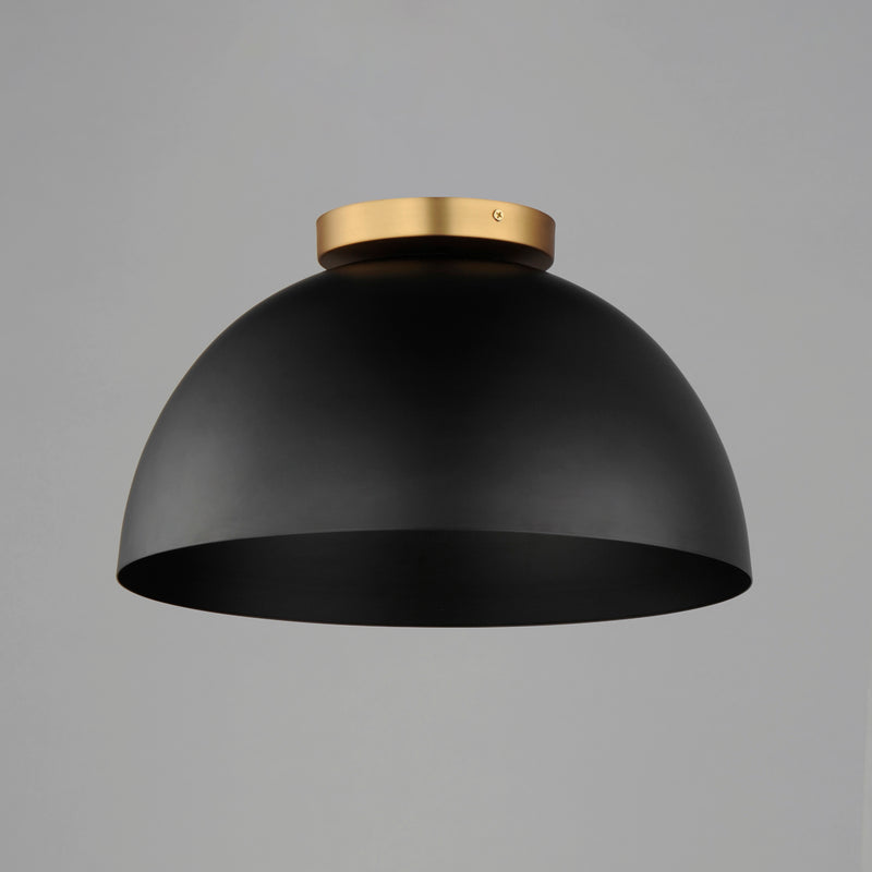 Maxim 10029BKNAB Thelonious 16" Flush Mount | Black / Natural Aged Brass