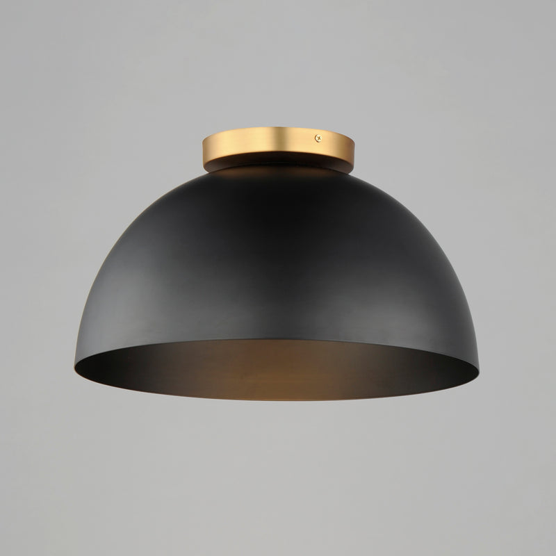 Maxim 10029BKNAB Thelonious 16" Flush Mount | Black / Natural Aged Brass