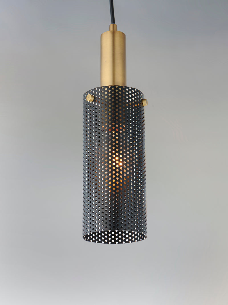 Maxim 10081BKSBR Perf 1 Light Mini Pendant | Black / Satin Brass