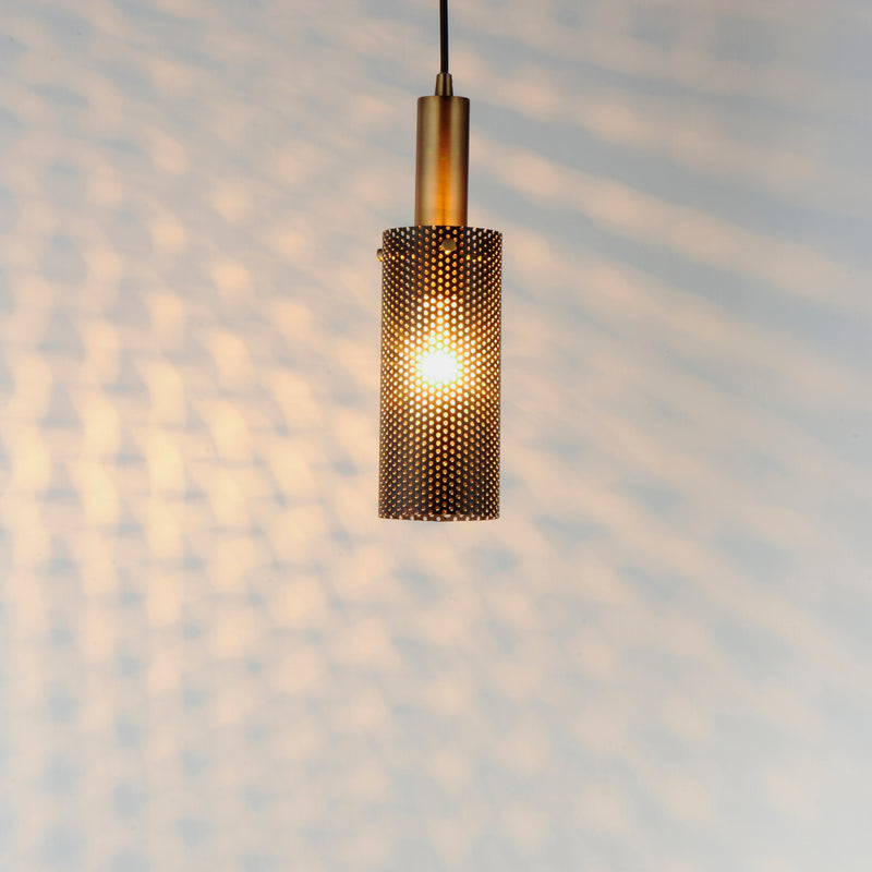 Maxim 10081BKSBR Perf 1 Light Mini Pendant | Black / Satin Brass