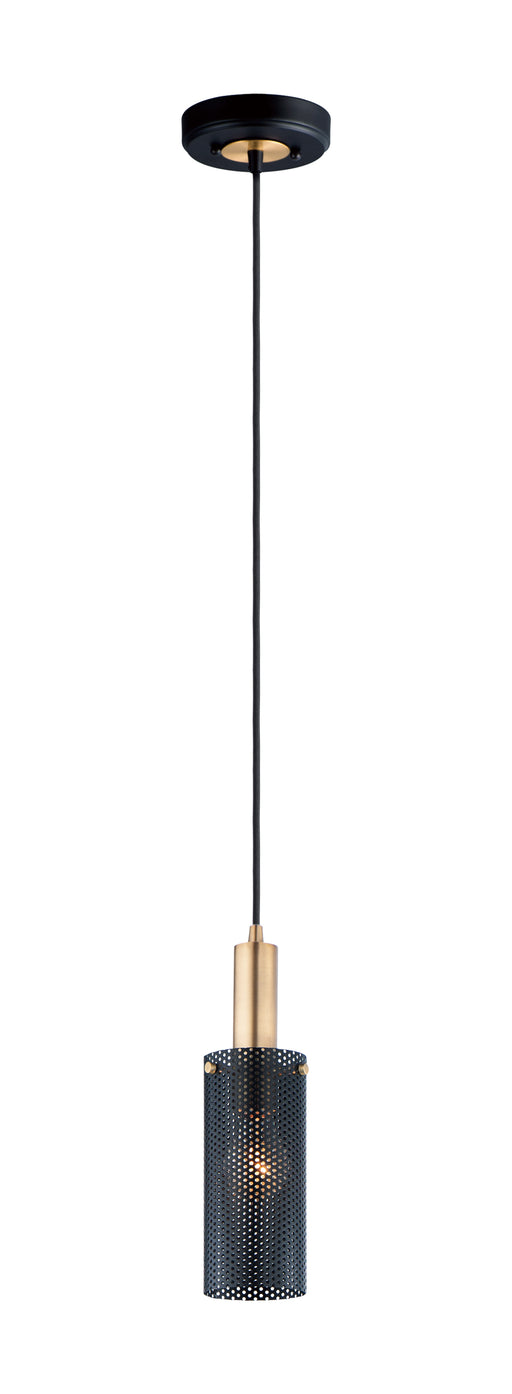 Maxim 10081BKSBR Perf 1 Light Mini Pendant | Black / Satin Brass